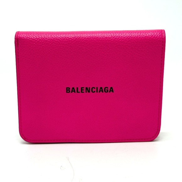 Balenciaga logo Medium wallet Folded wallet pink Black - Picture 1 of 10